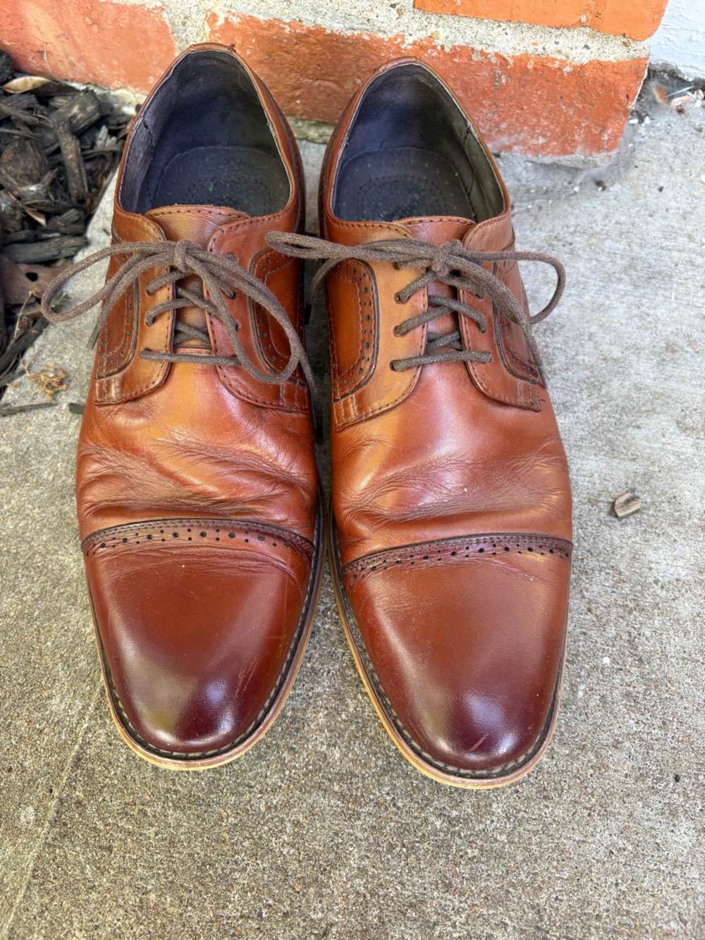 Stacy Adams Brown Tan Cap-Toe Derby Dress Shoes